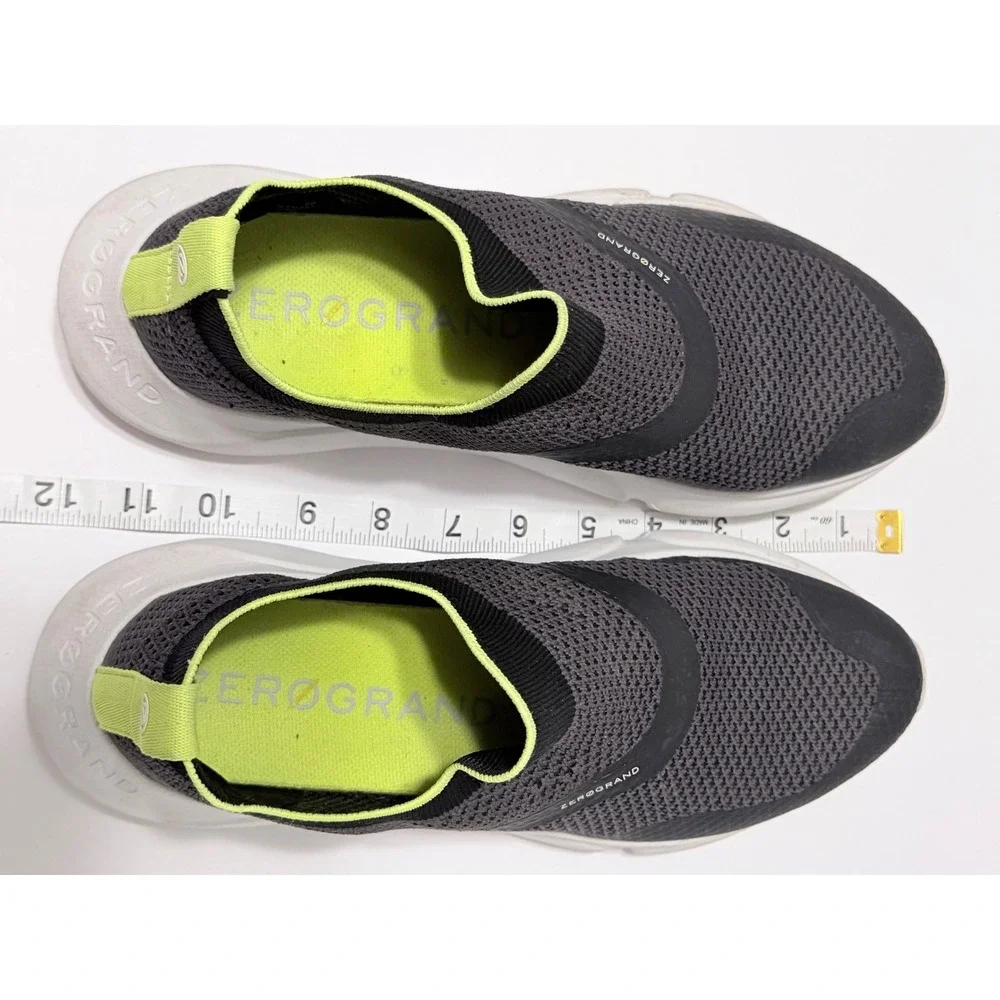 Cole Haan Zerogrand Women 9B Gray Neon Green Knit Slip On Sneakers W21296
